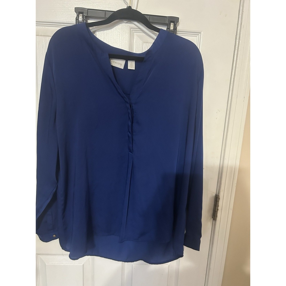 CHICOS Navy Blue S/S Top Chicos Size 3 U S Size XL